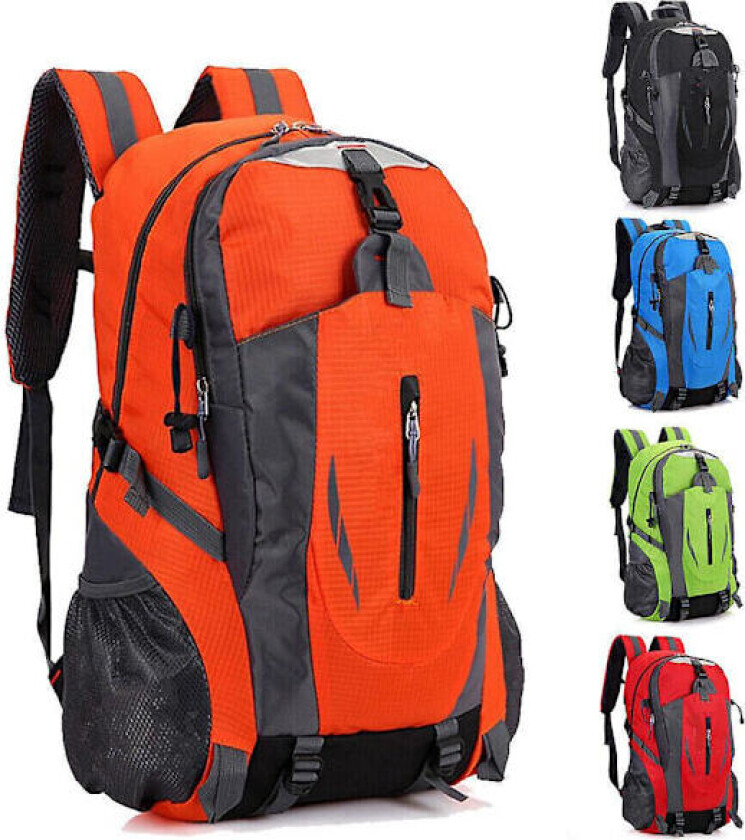 40L Stor Vanntett Ryggsekk Camping Vandring Turer Utendørs Reise Ryggsekk Orange