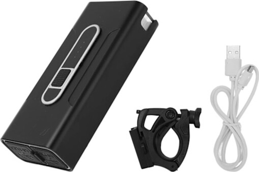 Sykkellykt i aluminiumlegering med 4 moduser, vanntett sykkelhodelykt med brakett og datakabel for camping, fotturer og sykling