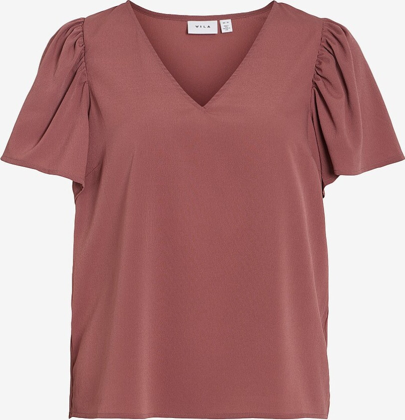 Topp viMathilde S/S V-neck Flounce Top - Brun