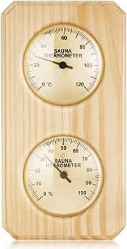 Tre Sauna Termometer og Hygrometer 2 i 1 Fuktighet Temperaturmåling for Hjem Familie Hotell Saunarom Wood Color