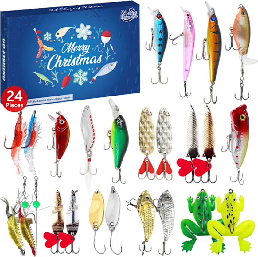 2024 Fiske Adventskalender, Fiskeutstyr Adventskalender - Adventskalender Fiske Agnsæt | Fiske Jul Nedtelling Fiske Agnsæt