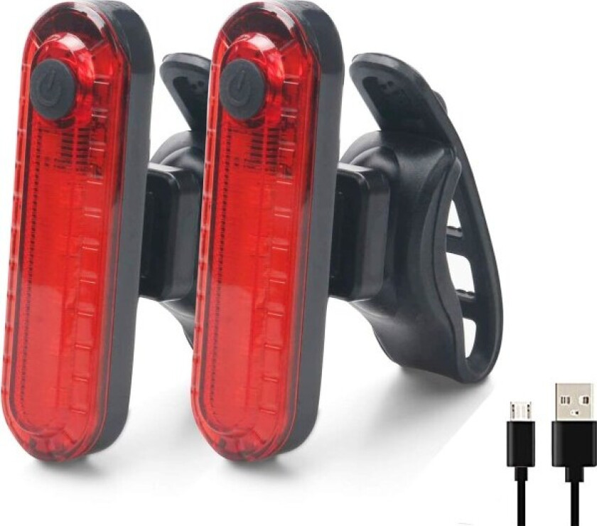2 USB COB oppladbare sykkellykter LED vanntett sykkellykt