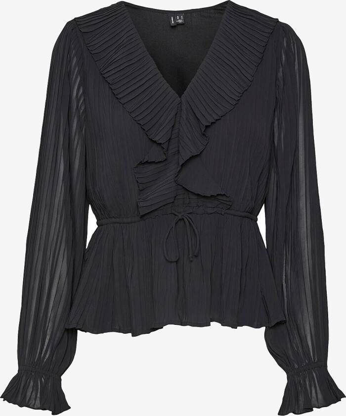 Bluse vmDora L/S Frill Pleat Top - Svart