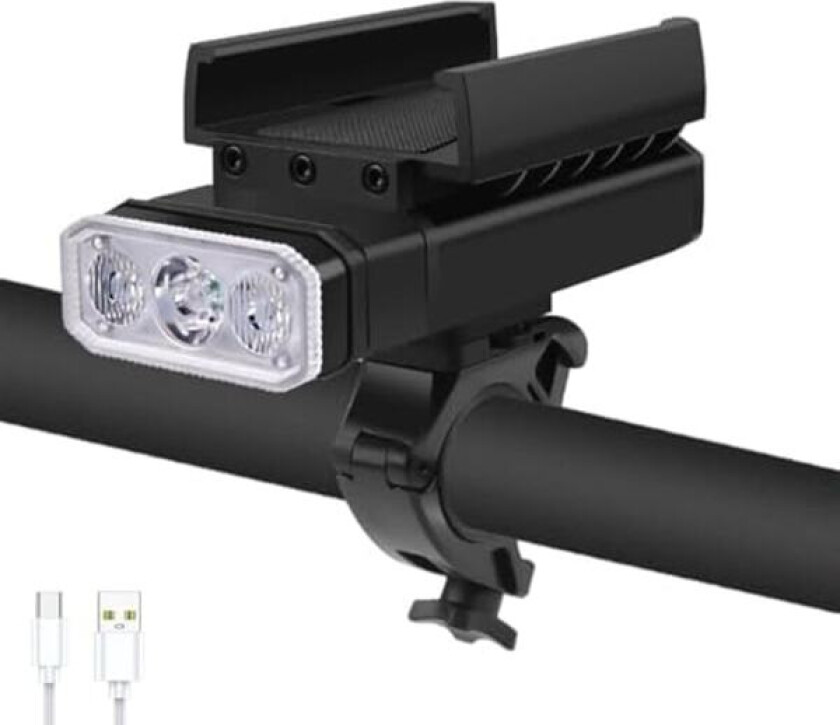 8000 Lumen Sykkellykt, 5 LED-er USB-oppladbare Sykkellykter, Supersterke Sykkellykter for Nattekjøring, Sykkelhodelykt