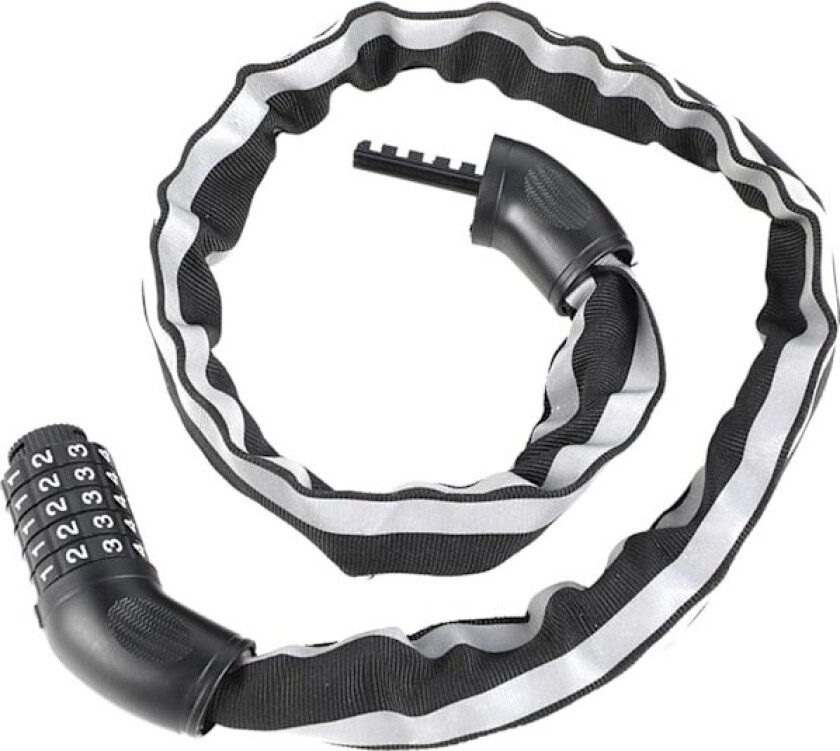 Sykkelås - Sykkellås - Kombinasjonssykkellås - Sykkelkjedelås - Høy sikkerhet sykkellås - Med refleksstriper (Svart)