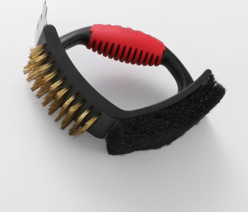 Grillbørste Rengjøringsbørste Bbq Rengjøringsbørste For Utendørs Grill Multifunksjonell Med Messingbust Pusseklut Og Skrape