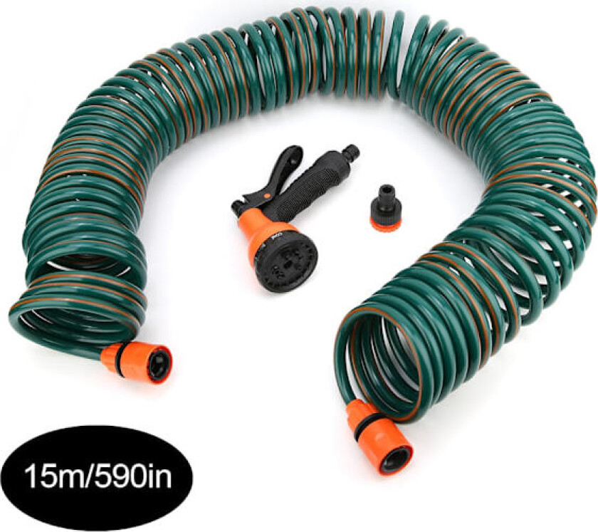 Teleskopisk vannslange med sprøytepistol og høytrykksdyse (15M)