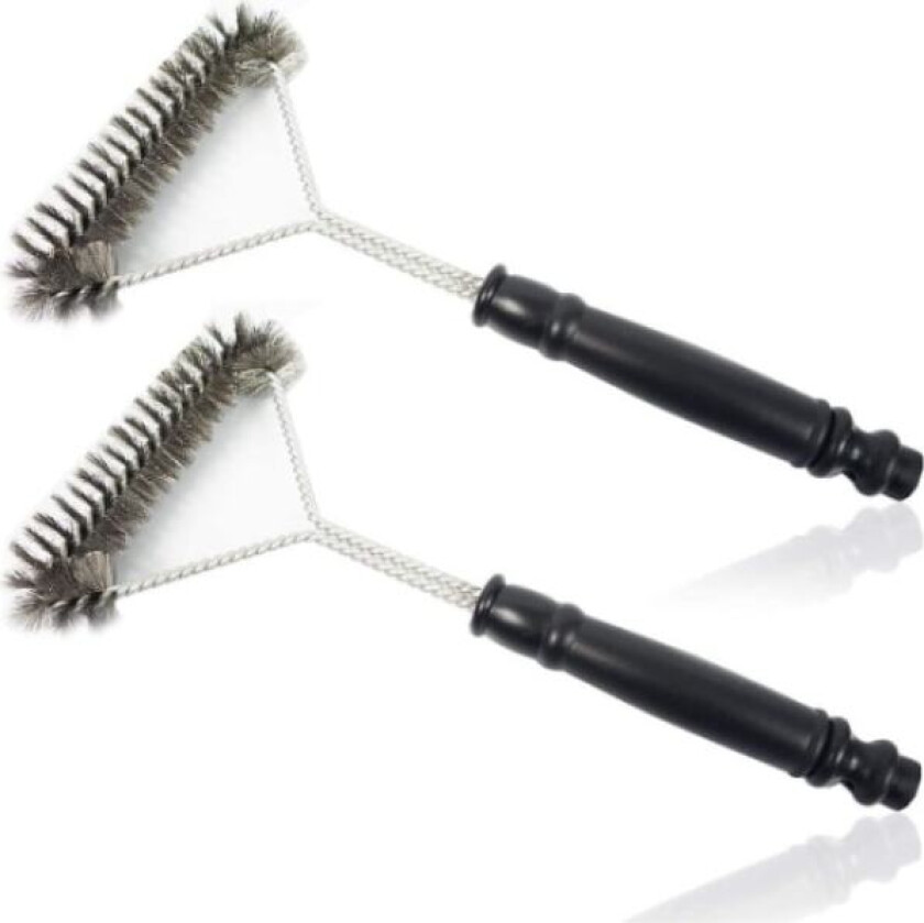 2-pak grillbørste i rustfritt stål, grilltilbehør, 30 cm stål