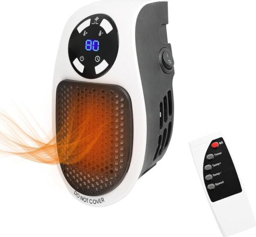 REMAKE PTC Plug-in Varmeovn 500W, Mini Bærbar Vifteovn Keramisk Varmeovn