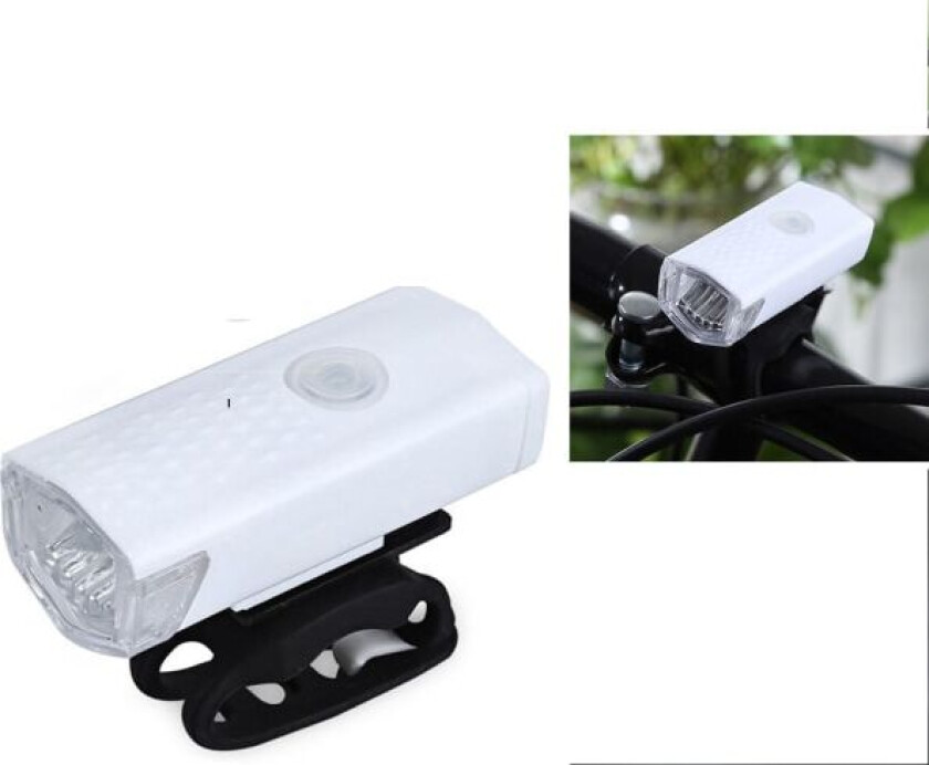 Ett stykke hvit sykkellykt USB oppladbar superlys