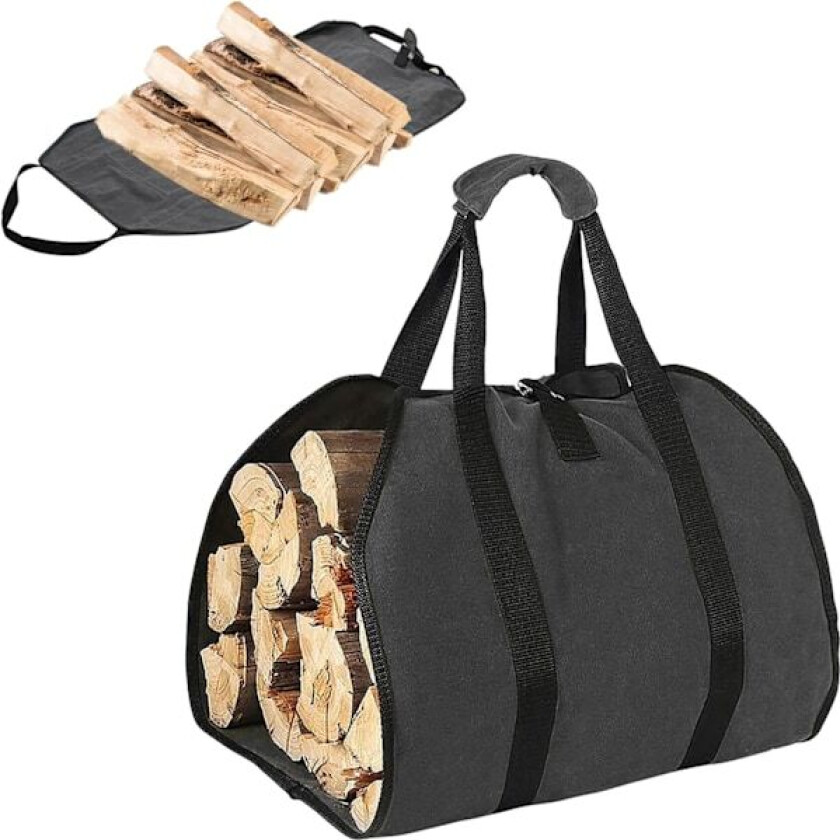 1 stk Vedbærerpose, Lerretovertrekk til peisved, Vedkurv, Stor Vedkurv, Vedpose, Vedlagring B