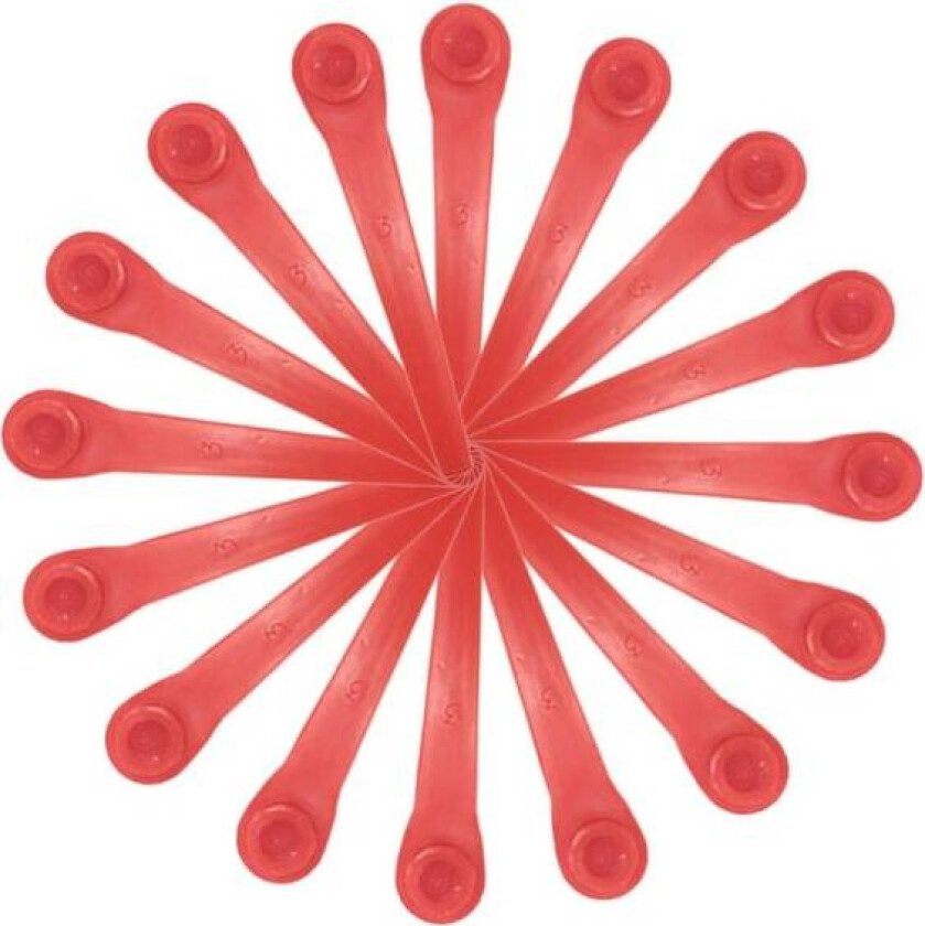 Pakke med 100 plastblad kompatibel med Gardena gresstrimmer, erstatningsblad for Gardena gresstrimmer og batteridrevne gresstrimmer.