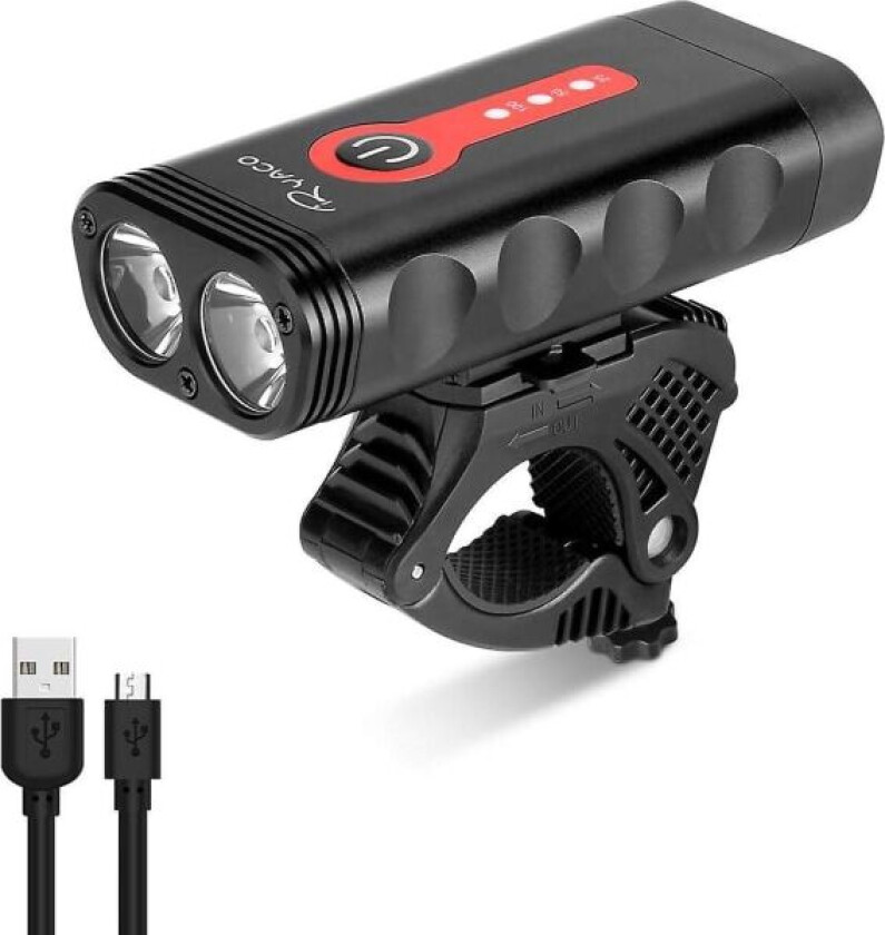 USB oppladbar LED-sykkellykt Vanntett frontlys for camping, menn og kvinner