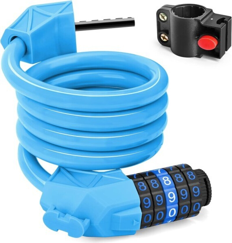 Sykkellås med 5-sifret kode, sykkellåser med høy sikkerhet 114 cm/11,2 mm sykkellås, sykkellås for sykkel utendørs (blå)