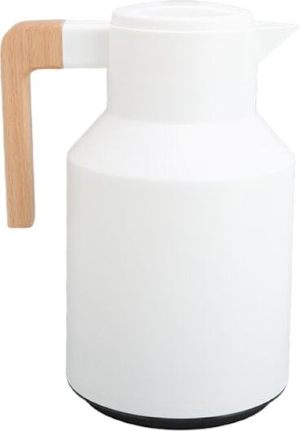 Kaffe-kanne 1000ml med trehåndtak Dobbelvegget vakuumvarmebevaring Termisk kaffekanne for te, juice, kaffe, hvit