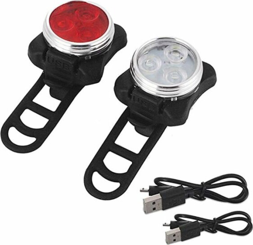 LED sykkellyssett, USB-oppladbart sykkellys, sykkellykt, sykkellys, baklys