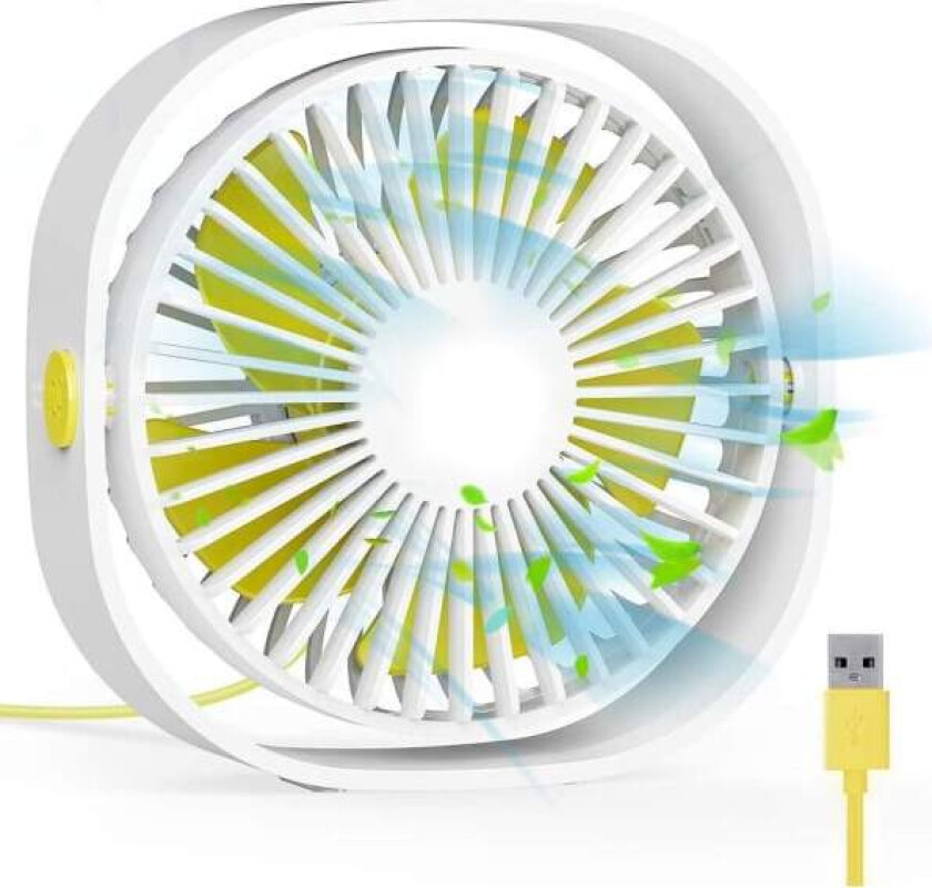 IC USB bordvifte, 12,3 cm mini skrivebordsvifte Brukes med 1,2 meter kabel, bærbar og personlig for hjem og kontor Stille, hvit