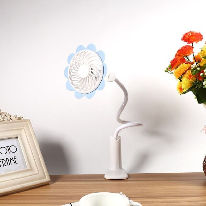 Solsikkeformet Elektrisk Oppladbar Bordvifte med USB for Hjemmekontorbruk (Blå)