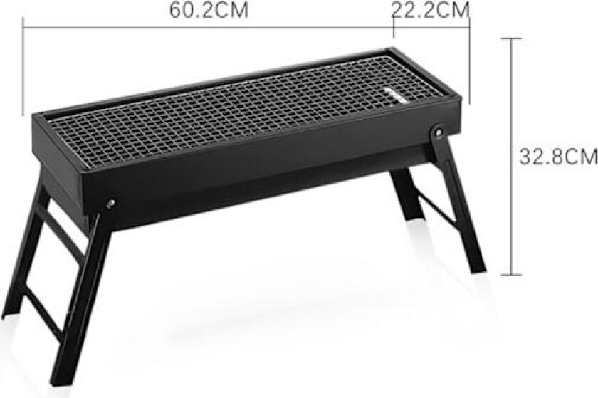 Bærbar Grill, Multifunksjonell Røykløs Folding Kullgrill for Camping, Fotturer, Piknik, Reiser (Ca. 60,2x22,2x32,8cm /