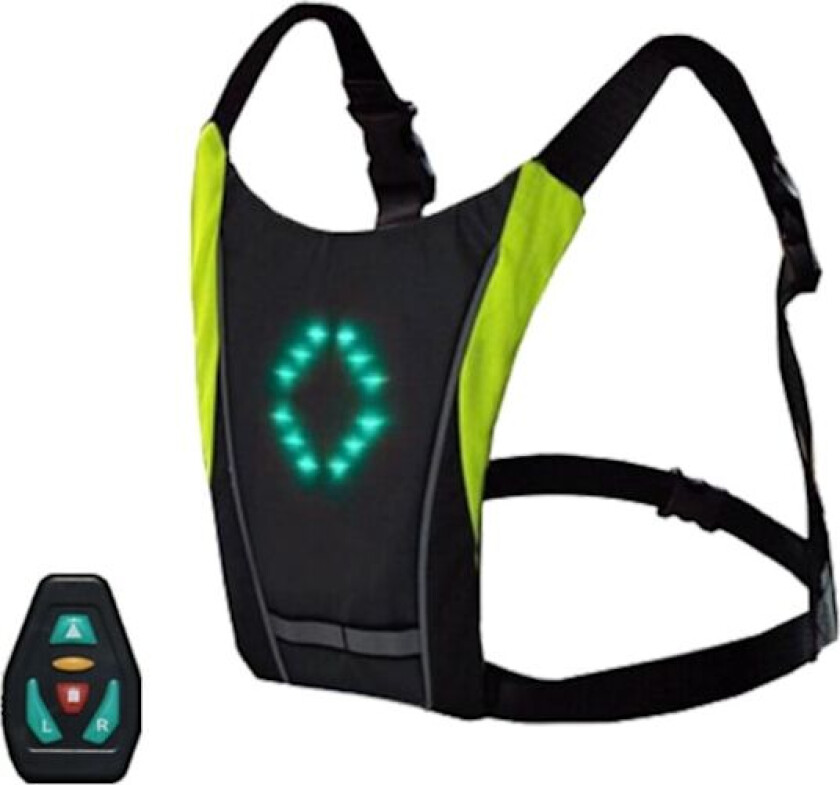 Sykkel USB Oppladbar Refleksvest Ryggsekk med LED Blinklys Fjernkontroll Utendørs Sport Sikkerhetsveske Utstyr