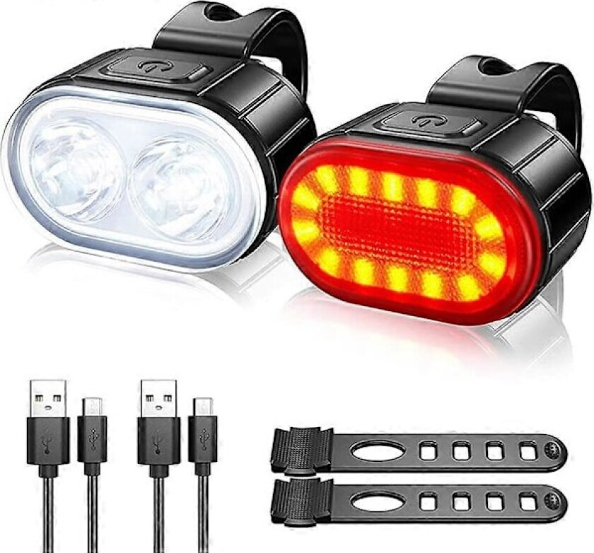 Sykkellyktsett, Ipx4 Vanntett Led Sykkellyktsett Sykkellykt, Usb Oppladbart Sykkellykt Front Baklyktsett Landeveissykkellykt, Sykkellyktsett For Bi