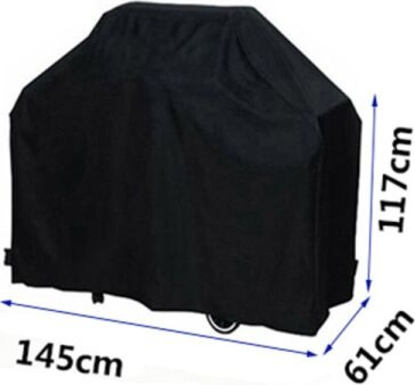 145*61*117CM 400g-BBQ-trekk BBQ-presenning Grill-trekk Anti-UV/Anti-vann/Anti-fuktighet Vanntett Utendørs BBQ-grill Svart for