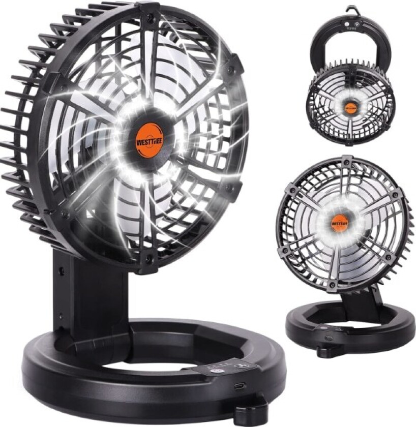 Campingvifte for telt, personlig USB-bordvifte for fiske, batteridrevet vifte, 36 timers arbeidstid, utendørs oppladbar, svart 90
