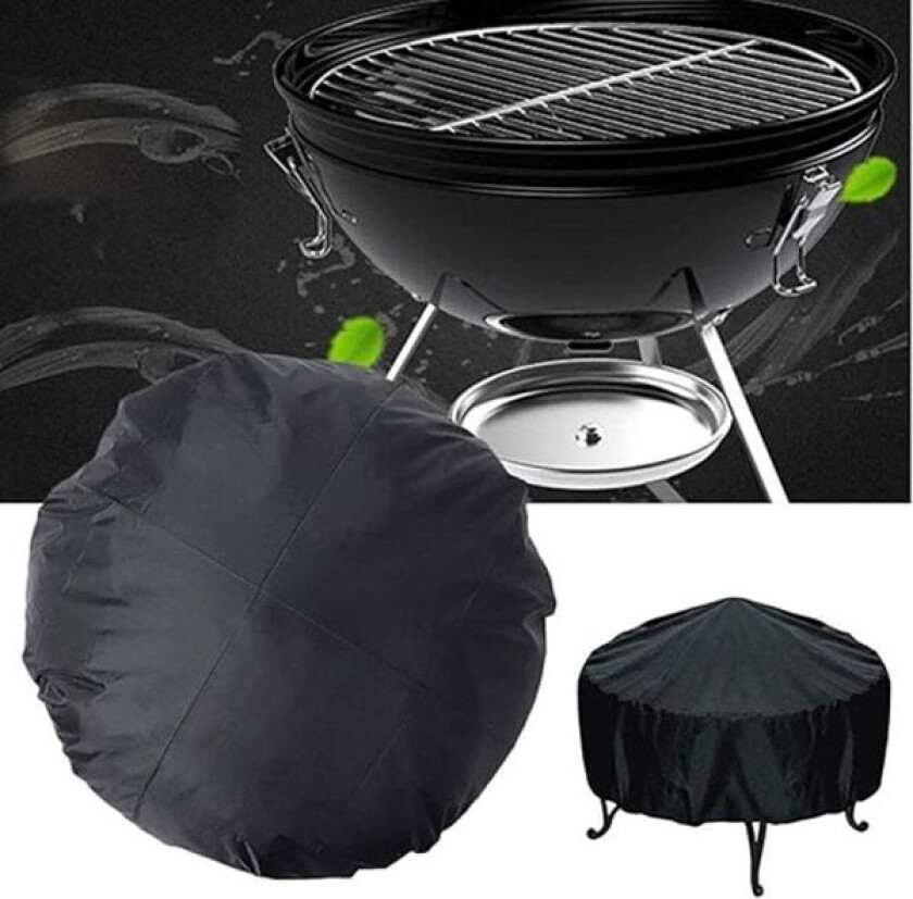 1 stk 85x40cm utendørs rund svart vanntett grilltrekk støvtrekk