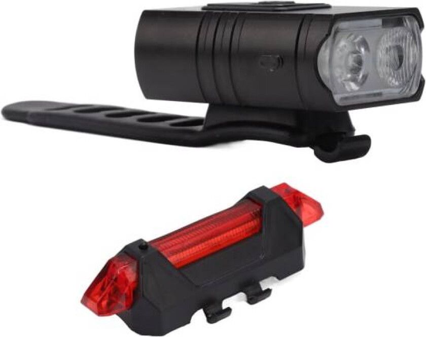 LED sykkellyssett sykkellykt foran og bak med batteri USB