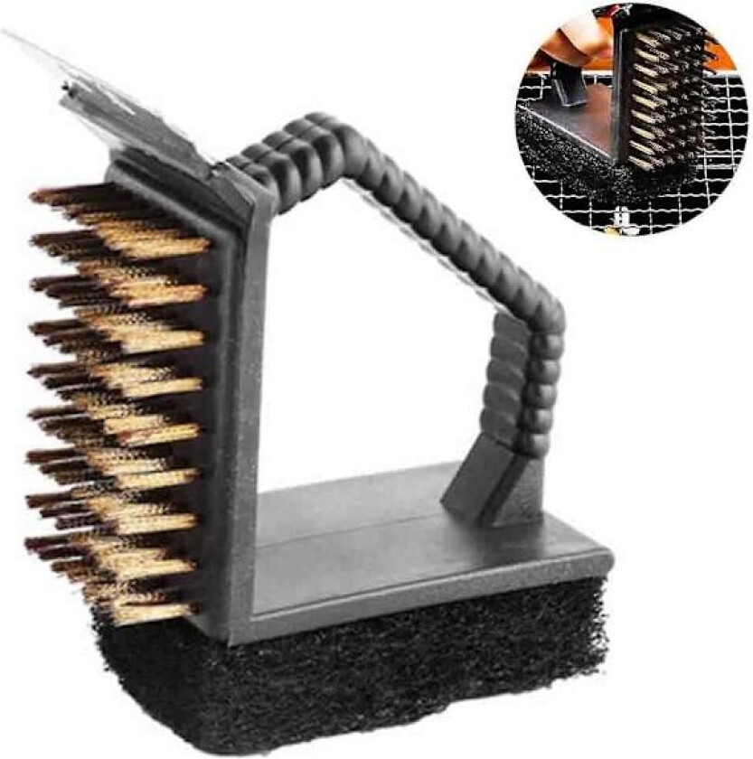 Grillbørste og skrape med utskiftbare børster