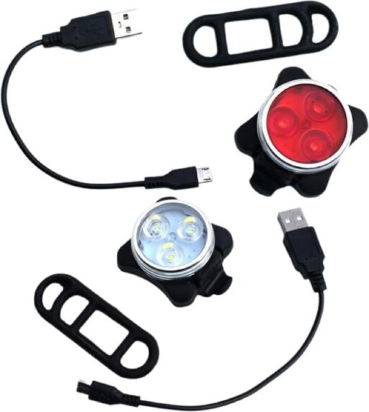 Vanntett USB-oppladbart sykkellys foran og bak - sykkellykt foran og baklys