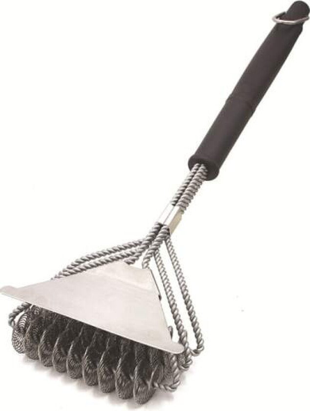 Grillbørste, 3 i 1 grillbørste med skrape, rustfrie stålbørster for rask og effektiv rengjøring av alle griller, horisontal design, større skrapeområde