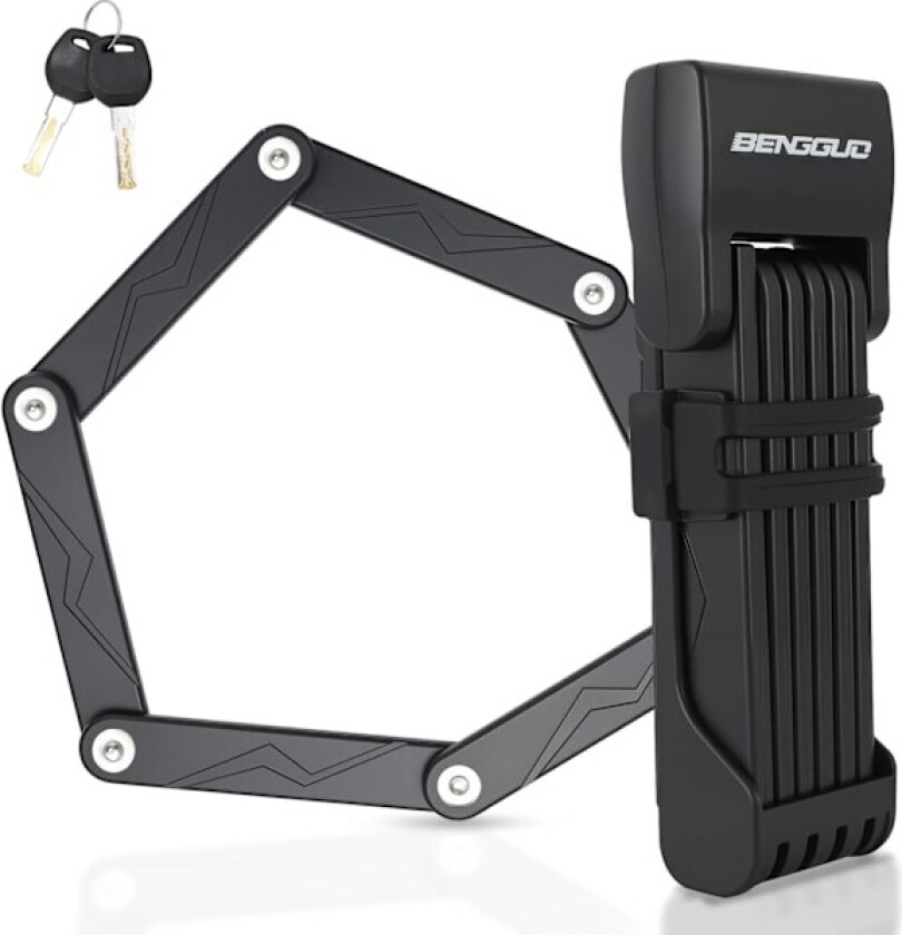 Sykkellås, sammenleggbar sykkellås med nøkkelholder, sykkellås i legeringsstål, sikker sammenleggbar sykkellås