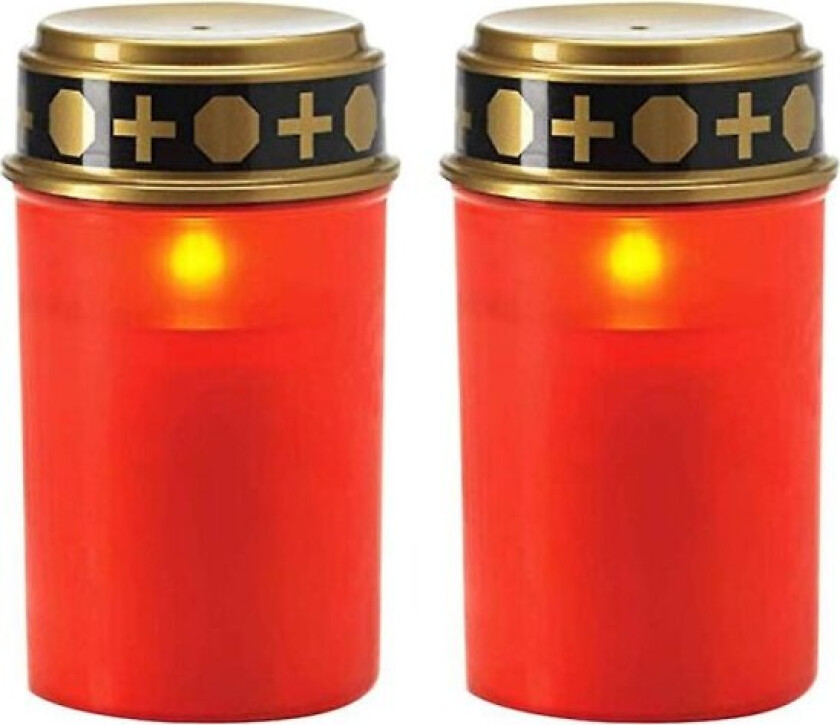 2 stk. utendørs gravlys vanntett lyslampe solcelledrevet elektrisk lampe Jikaix rød uten jordspyd Red without Ground Insertion