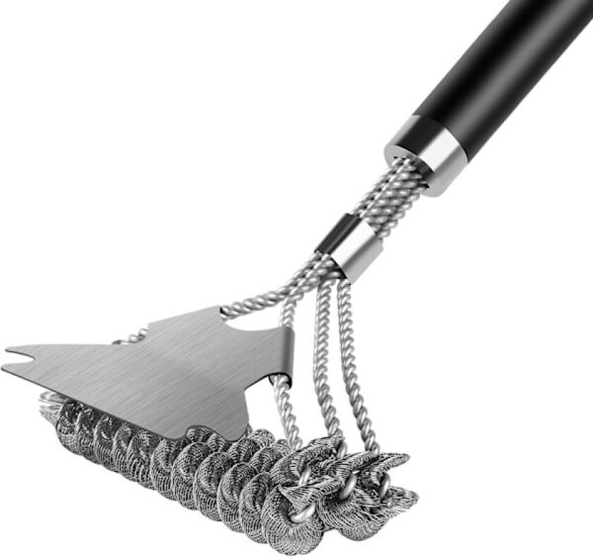 BBQ Grill Rengjøringsbørste, Grillbørste i Stål med Metallskaper, Grillbørste med Avtakbart Håndtak, for Alle Typer Griller 1pc 16.5in