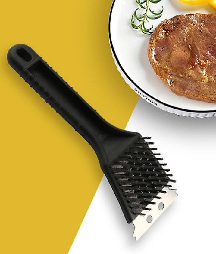 Grillbørste, grillbørste, grillbørste i metall med skrape, grillbørste, for grillrengjøring