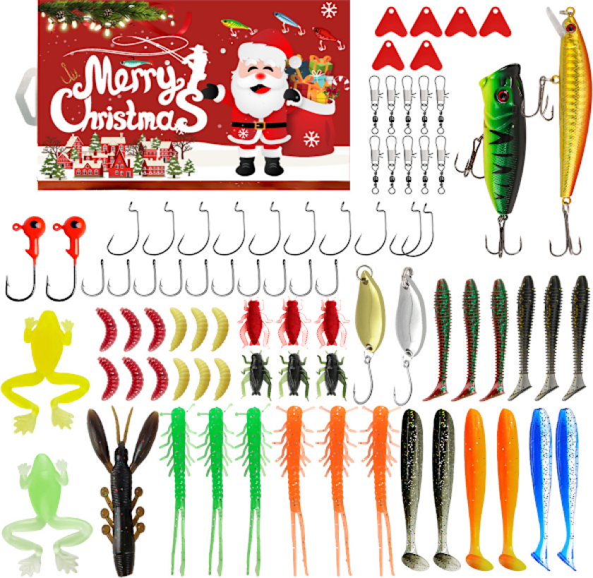 Fiske Adventskalender, Roadrunner Fiske Kunstluresett, Fisketilbehør (84 stk)