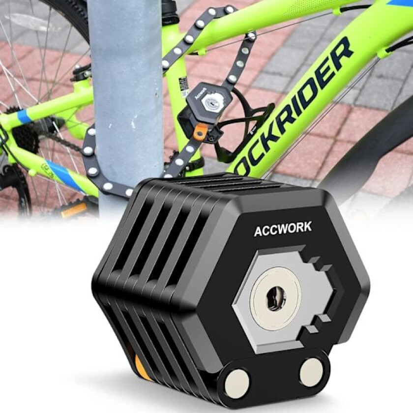 Sykkelås, høysikkerhets sammenleggbar sykkellås, 78 cm lang, elektrisk sykkellås med holder og 3 nøkler, sykkellås for terrengsykkel