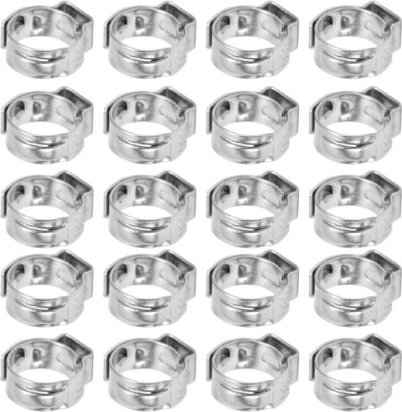 20 stk slangeklemme forbedrer korrosjonsmotstandsevnen Justerbar dobbeltrådsslangeklemme for industri11,3-13,8 mm