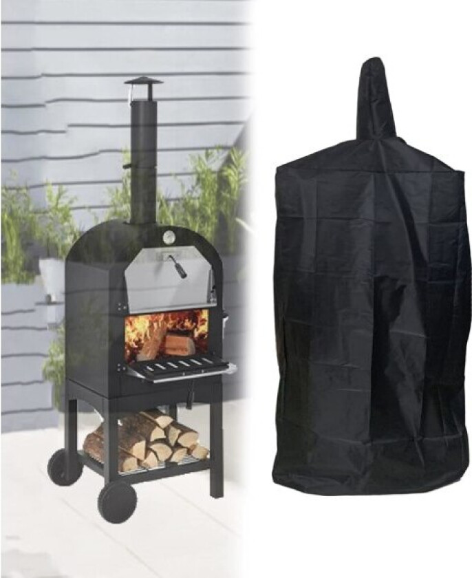 Beskyttende trekk for pizzasteinovn, vanntett og slitesterkt utvendig 600D Oxford for kull, ovn, røyker, grill. (65X54X122cm)