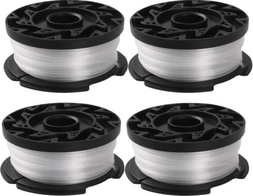 BLACK+DECKER 3-pakning med reserve trådsneller til gresstrimmer - Reflex Plus selvspolende spole - 4 x 10 m kraftig klar nylonsnor - 1,5 mm snor, A6485-XJ