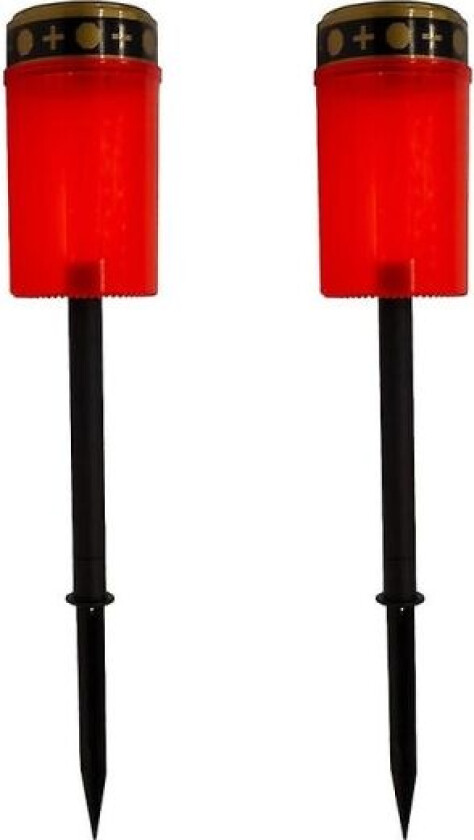 2 stk. utendørs gravlys, vanntett, solcelledrevet elektrisk lys, Jikaix Red with Ground Insertion