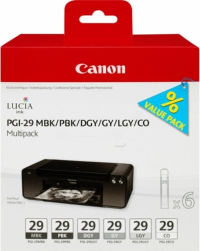 Blekk Multipack Pgi-29 (mbk/pbk/dgy/gy/ Lgy)
