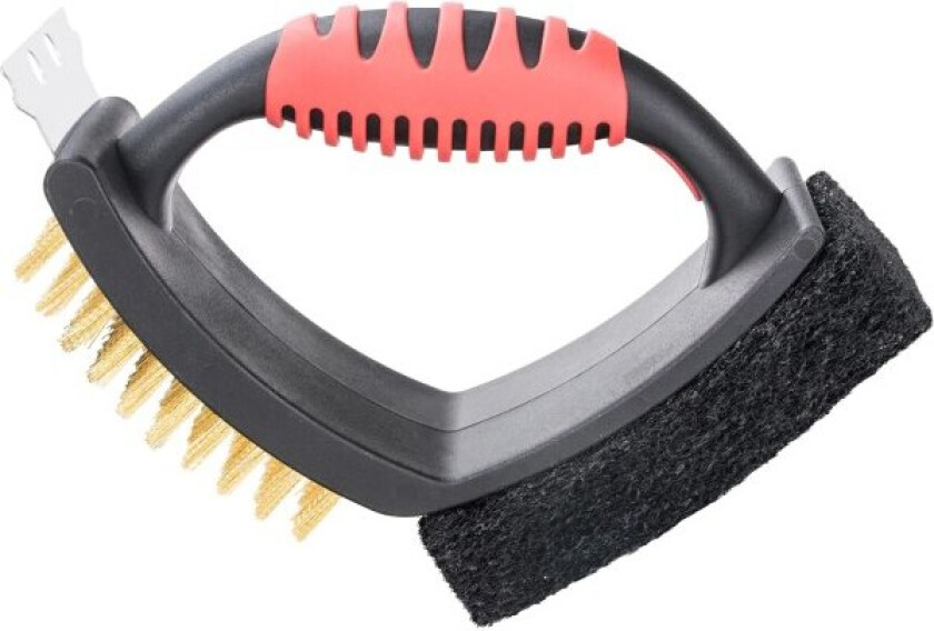 Messing Grillbørste Utendørs Grill Multifunksjonell m/ Messingbust Pusse Puten, O Rød, 7 Tommer