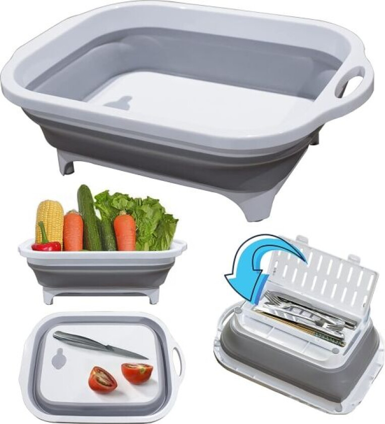 Sammenleggbar skjærebrett med bestikkbrett for kjøkken