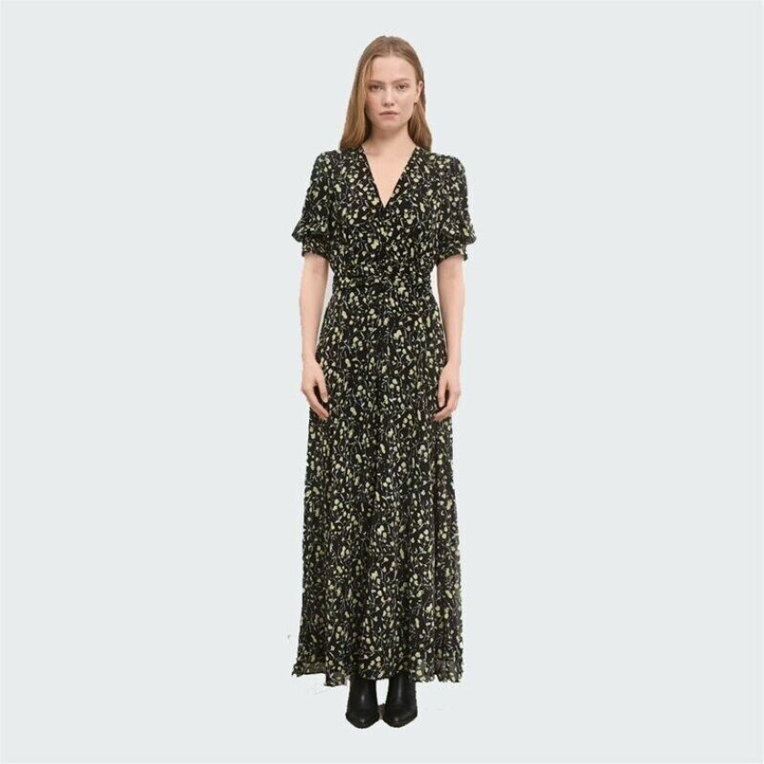 Eleni Dress - Black Branch Print Sort M