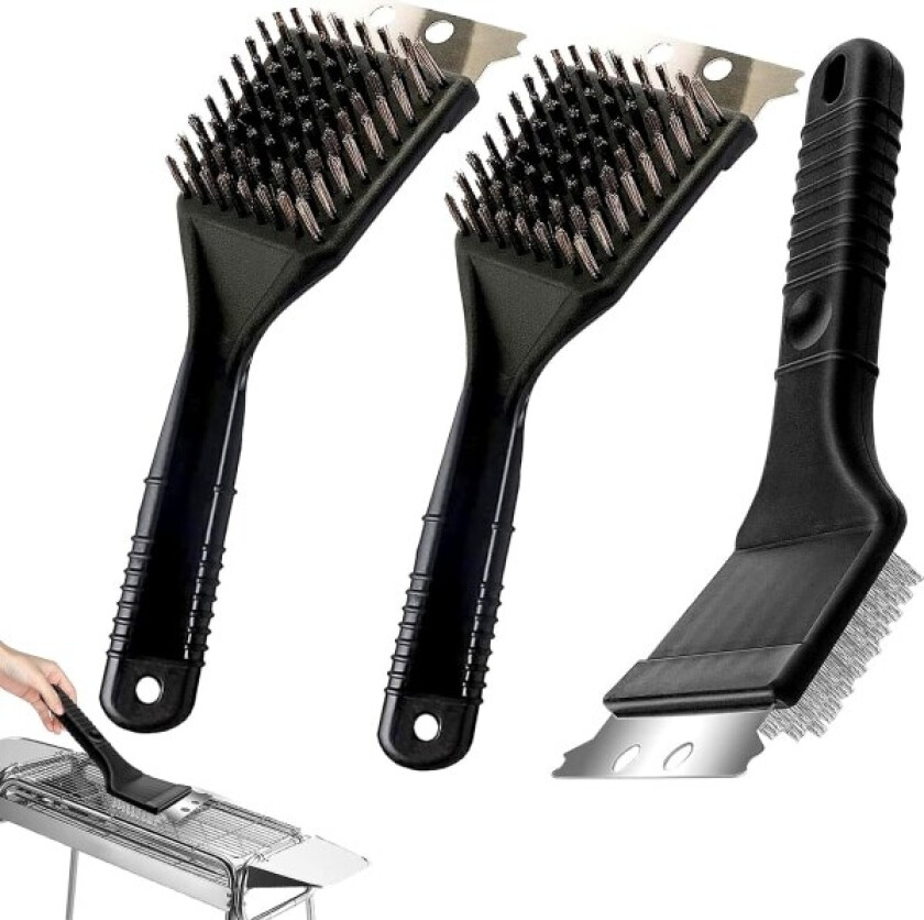 3 stk grillbørster, grillbørste, grillrengjøringsbørste, grill