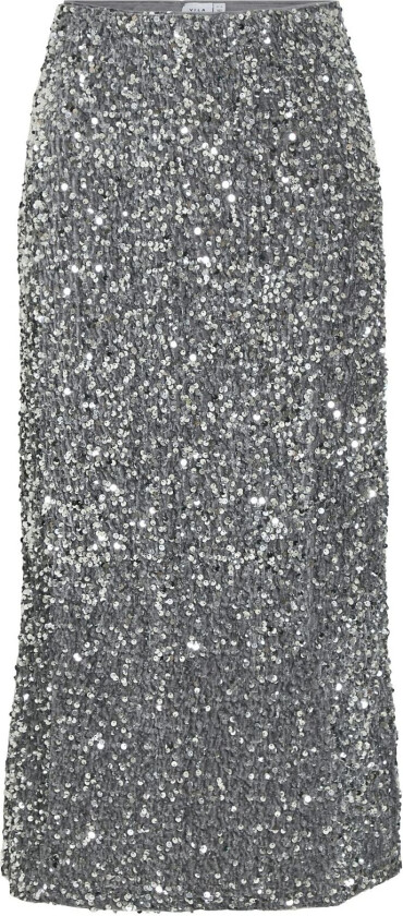 Vifaith Hw Midi Sequin Skirt/Vol Skirts Knee-length & Midi Skirts Silver Vila