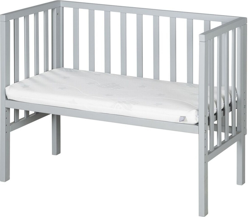 Bedside Crib 3 In 1 Incl. Barrier + Mattress - Grey - 47X 99.5X 75.5CM