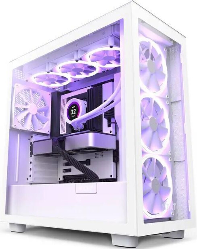 Nzxt H7 Elite Matte White Mid Tower Case Hvit